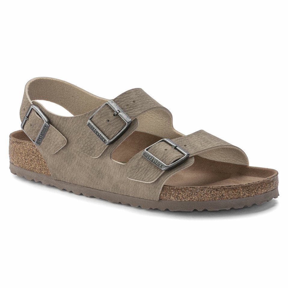 Herren Birkenstock Fersenriemer | Milano Vegan Desert Dust Gray Taupe